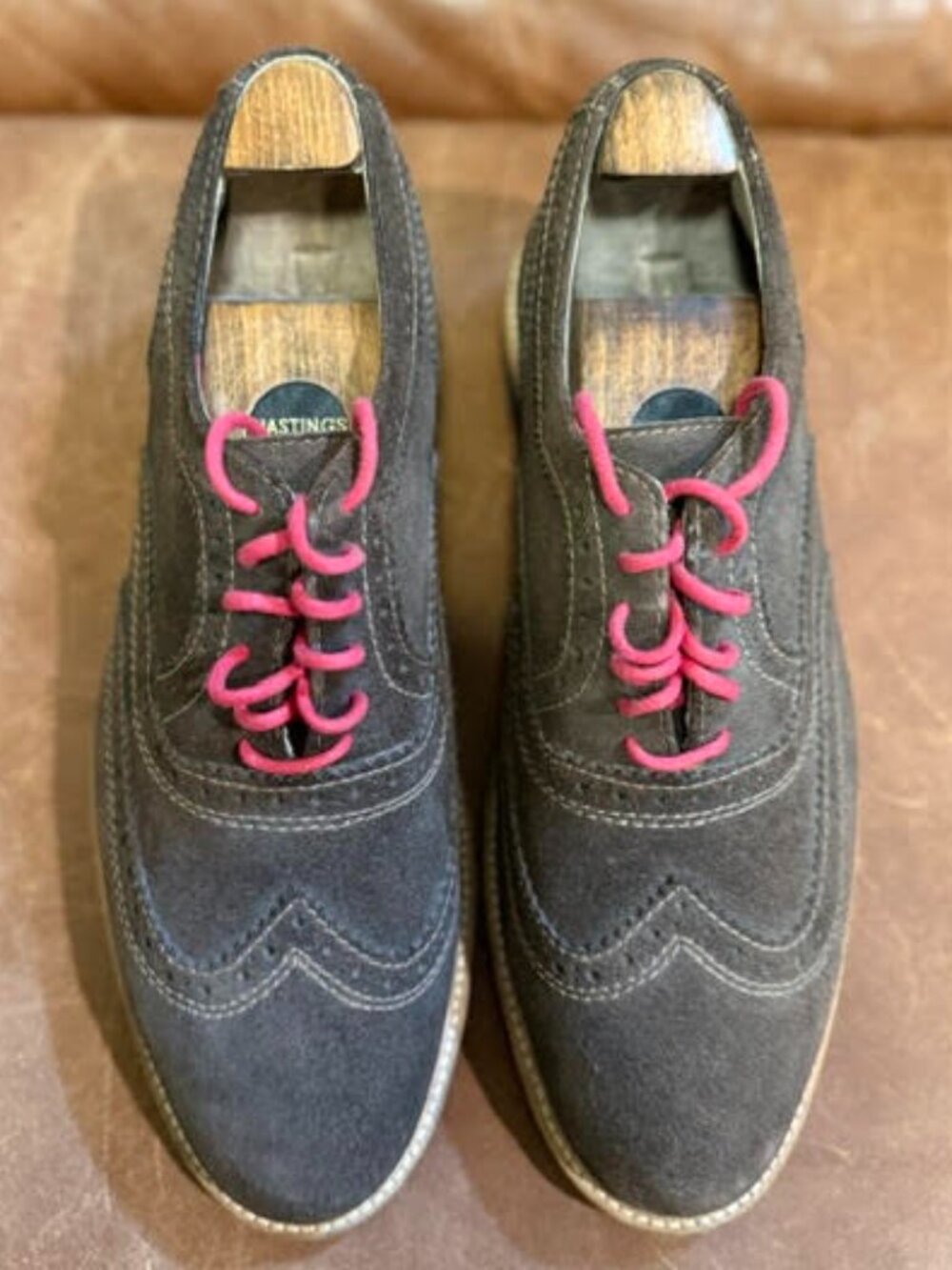 1901 by Nordstrom Men’s Dark Brown Suede Saddle Shoes – Red Laces